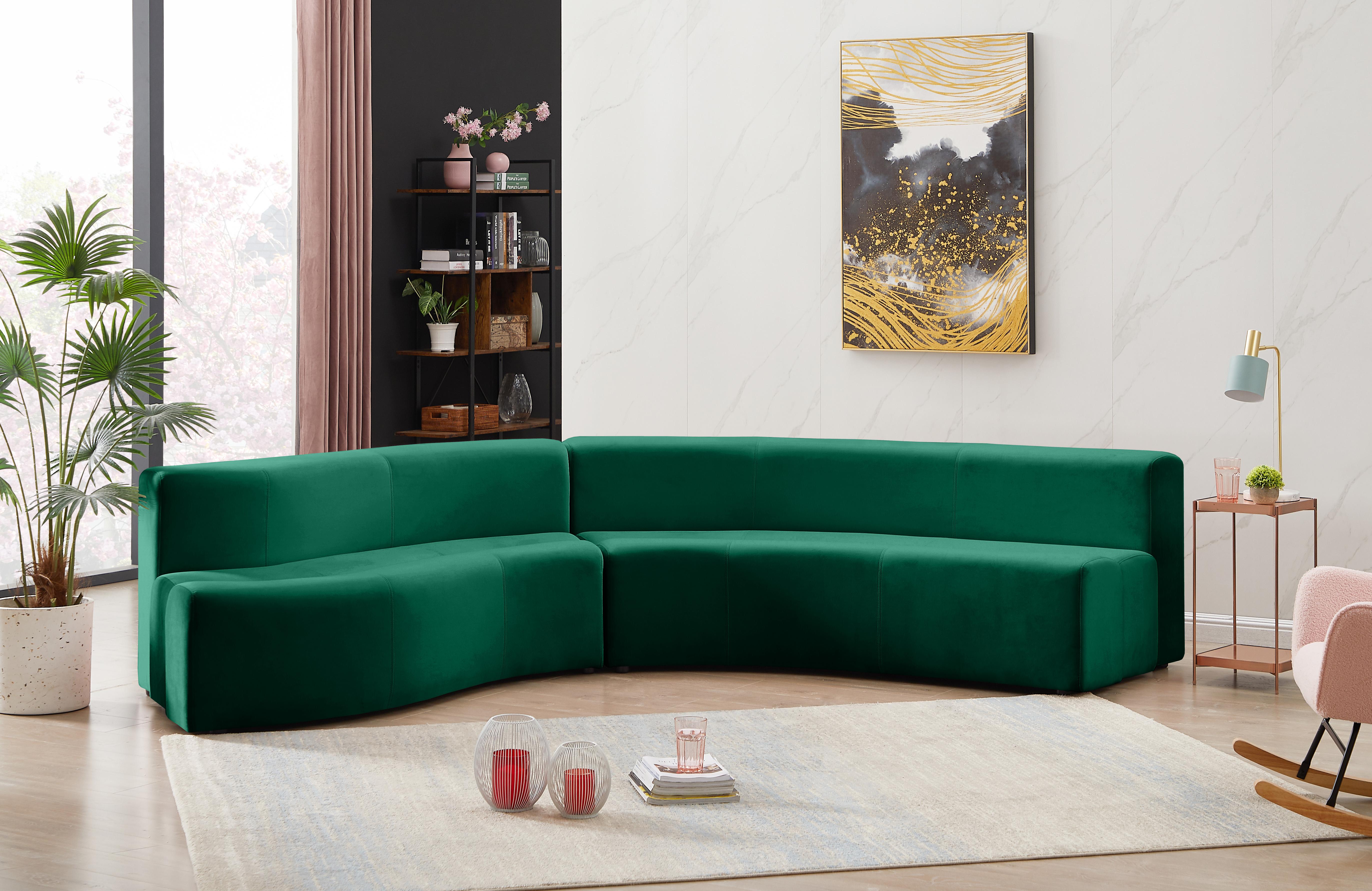 2pc. Green Velvet Curl Sectional