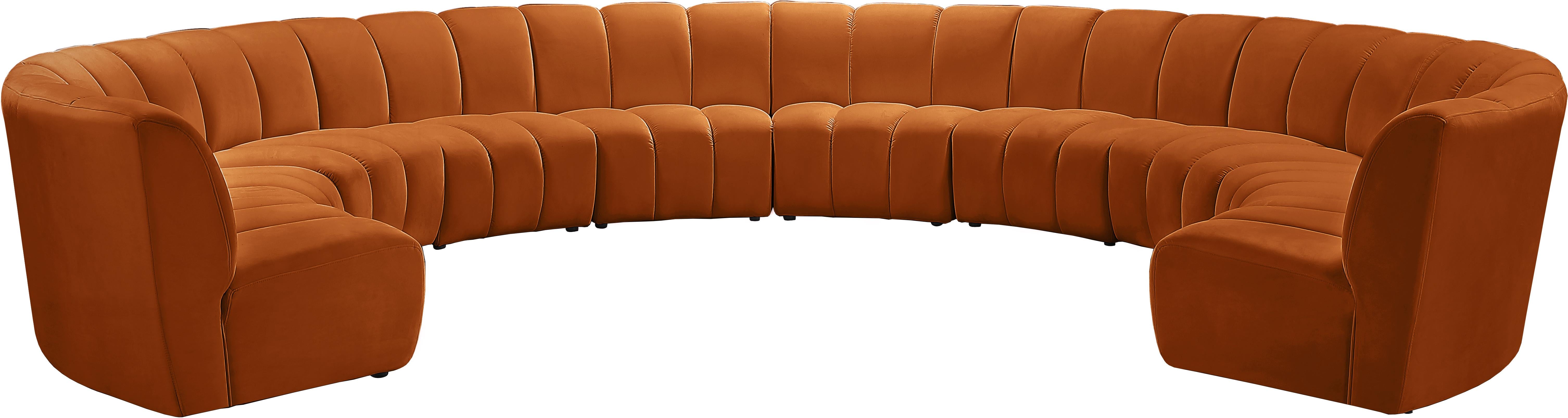 10-Piece Modular Sectional in Infinity Cognac Velvet