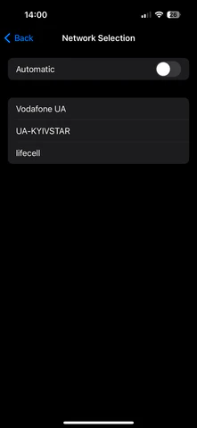 network selection on Keepgo eSIM - iPhone 15