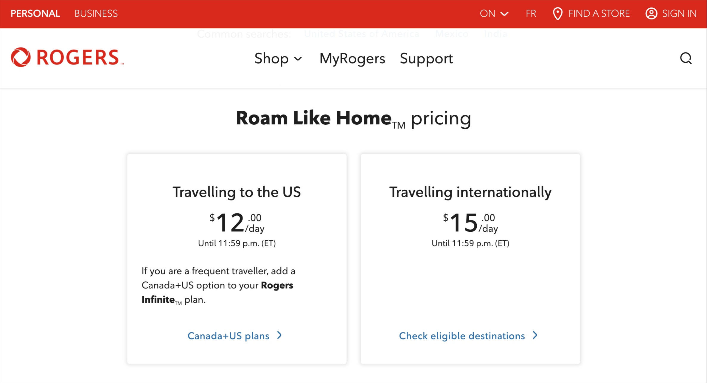 Rogers-roam-like-home data plan