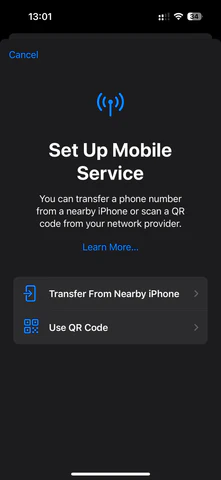 set up mobile service iPhone 15