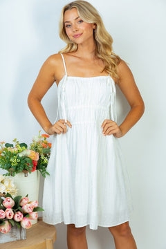 Sleeveless Textured White Dress