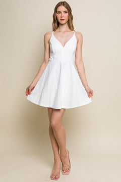 White Backless Skater Dress