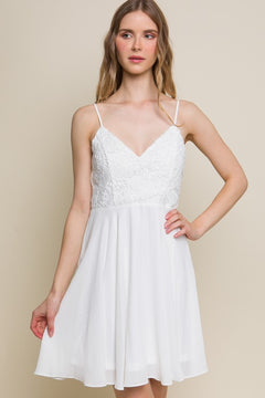 White Crochet Lace Skater Dress