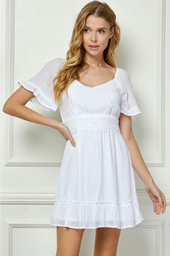 Short Sleeve Sweetheart White Dress