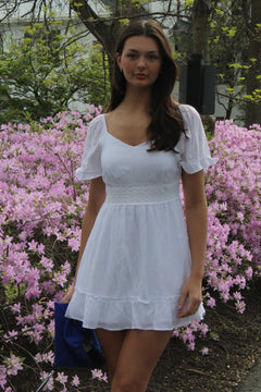 Short Sleeve Sweetheart White Dress