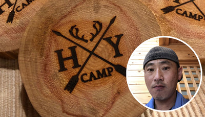 キャンプ用木材への焼印