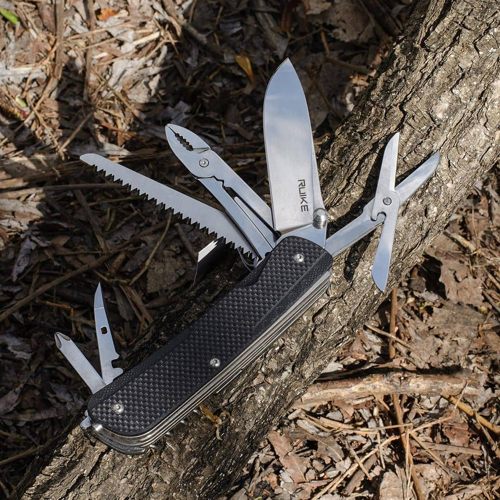 Ruike LD51-B Trekker rescue EDC Razor Sharp pocket knife with 23 different multi tools for outdoor adventure, camping, trekking, safety & emergency