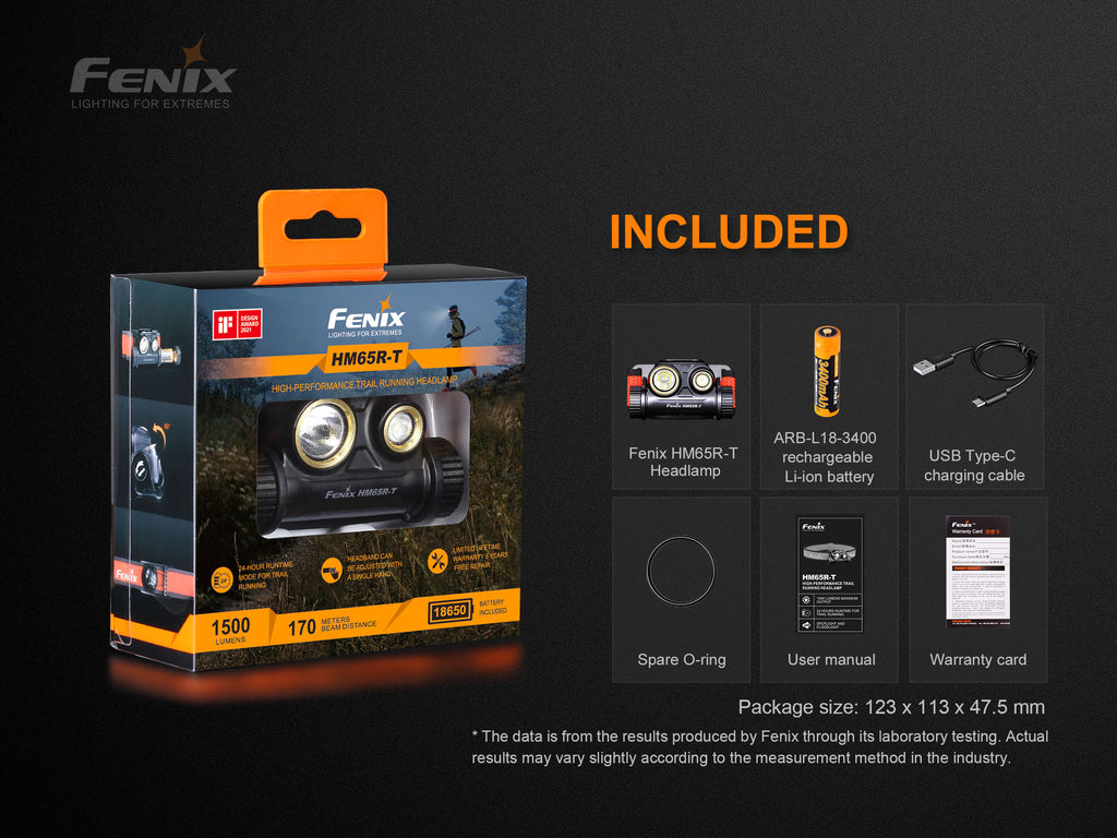 Fenix HM65R T LED Rechargeable Headlamp, Perfect outdoor 1500 Lumens Powerful Lightweight Head Torch for Outdoors, Running, Trails with Spot and Flood Light