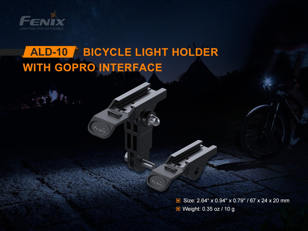 Fenix ALD-10 is a bicycle light holder, easy to assemble with the international universal GoPro interface.