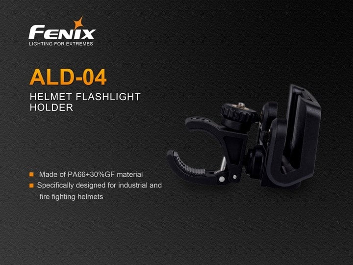 Fenix ALD-04 Helmet Flashlight Holder, compatible to torches ranging from 15mm-25mm, Accessory to keep your torch hands-free, helmet mounted accessory