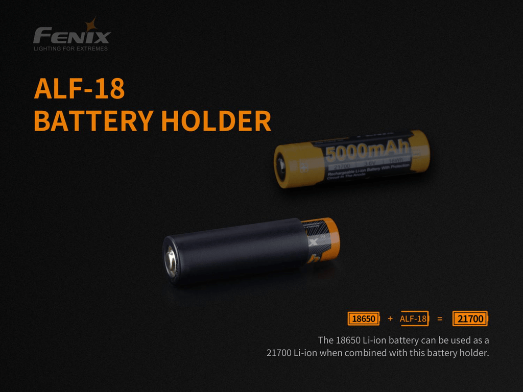 Buy Fenix ALF 18 Battery Holder, Fenix 18650 LI-ion Battery Converter to 21700 Battery, Fenix PD36R TK22UE HT18 Battery Compatible, ALF-18