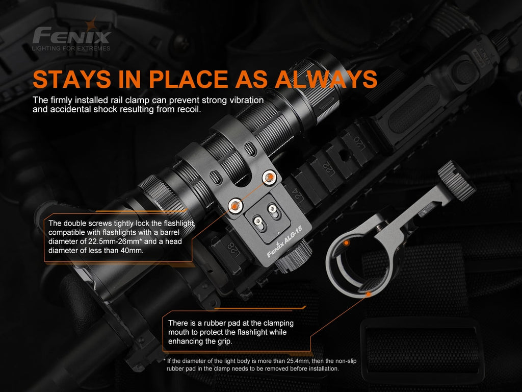 Fenix ALG-15 tactical torchlight rail mount reliable and durable fenix accessory can resists strong recoil