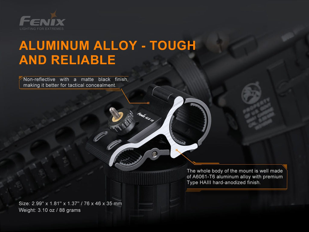 Fenix ALG-18 Flashlight Barrel Mount, perfect accessory for any tactical setup, heavy-duty barrel mount for Fenix flashlights, Tactical Accessory for LED Torch