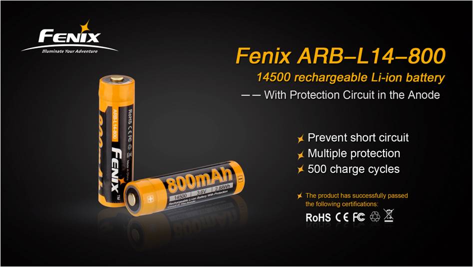 Fenix ARB-L14-800 Rechargeable Li-ion Battery 3.6v | BIS APPROVED