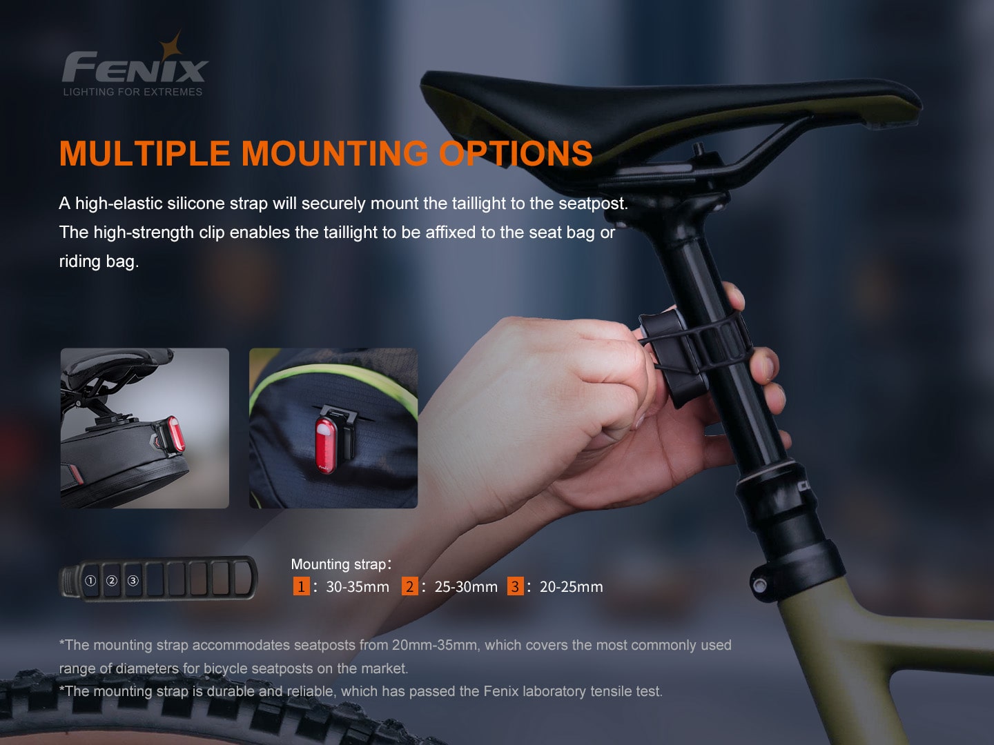 Fenix BC05R V2.0 Rechargeable compact Bicycle Tail Light Blinker with beam distance of 50 meters