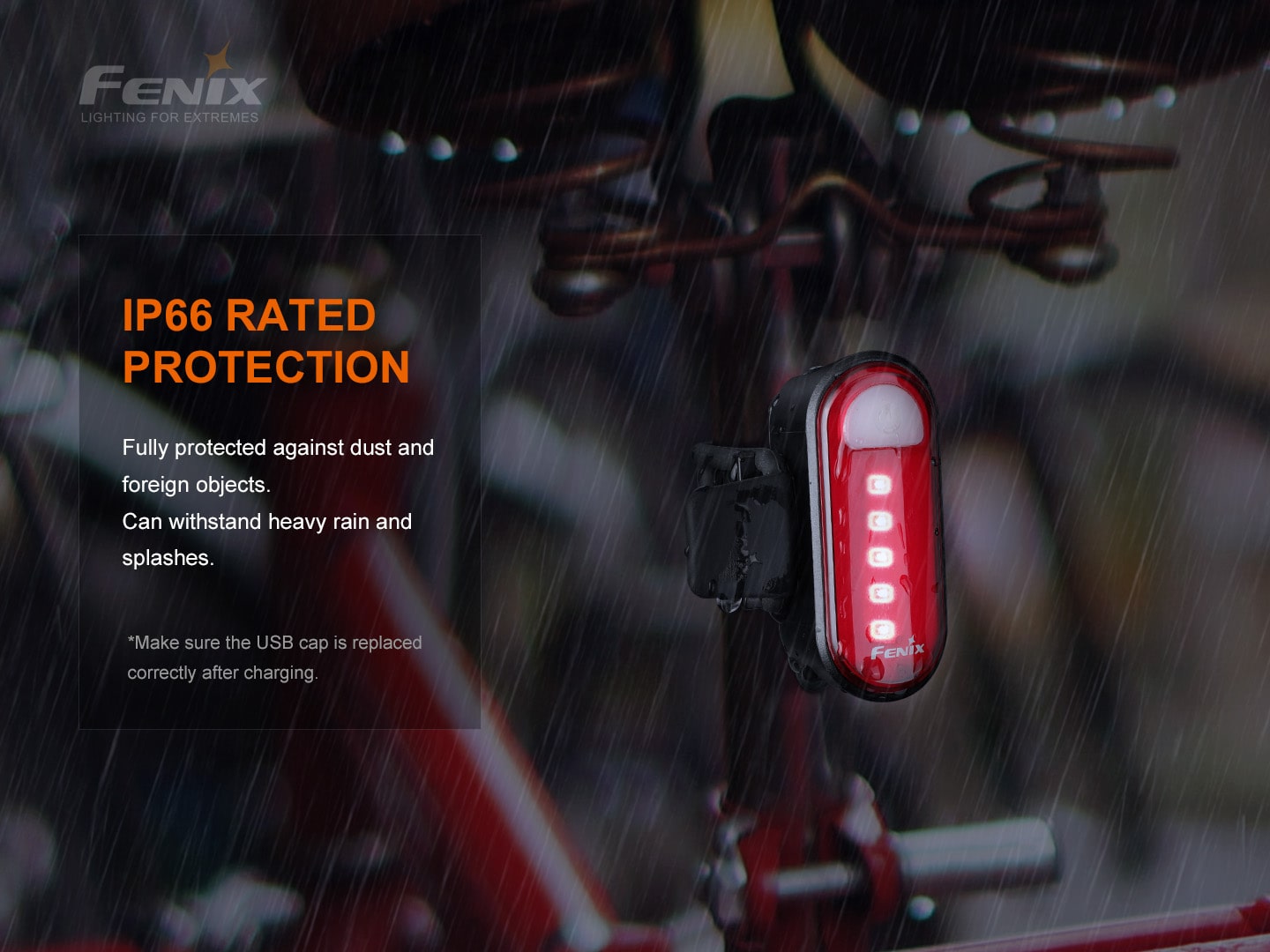 Fenix BC05R V2.0 compact rechargeable bicycle tail light blinker