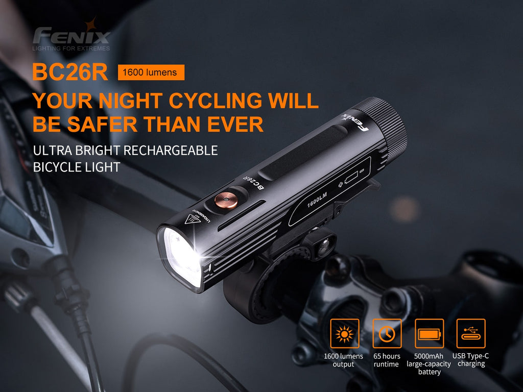 The Fenix BC26R now available in India best bicycle light with output of 1600 Lumens