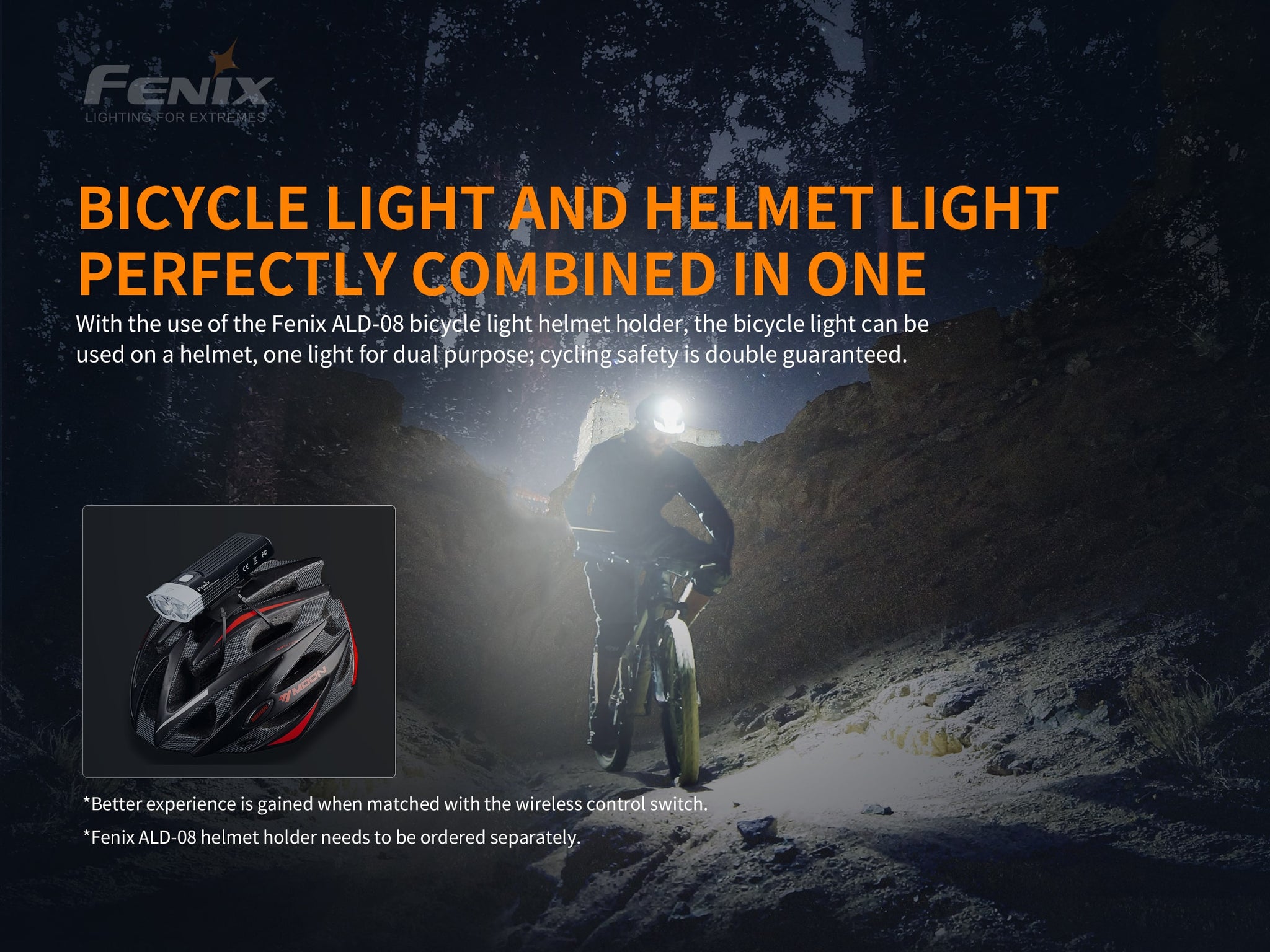 Fenix BC30 V2 LED Bike Light, Fenix BC30 Powerful Bicycle Light, Rechargeable Outdoor Bicycle light for Cyclist