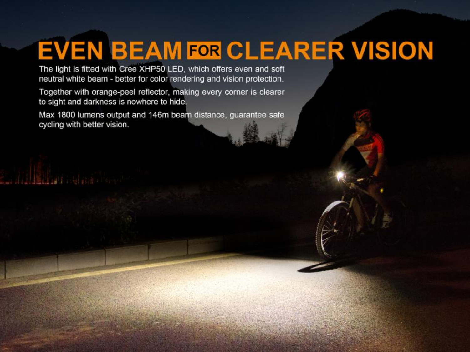Fenix BC35R LED Bike/Bicycle Light, 1800 Lumens Rechargeable LED Bicycle Light, High Performance with OLED Screen