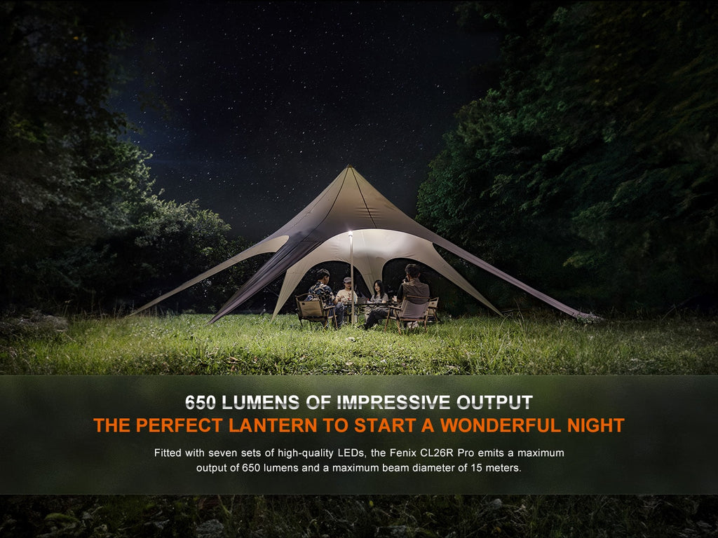 Fenix CL26R Pro Rechargeable LED camping lantern with output of 500 Lumens now available in India