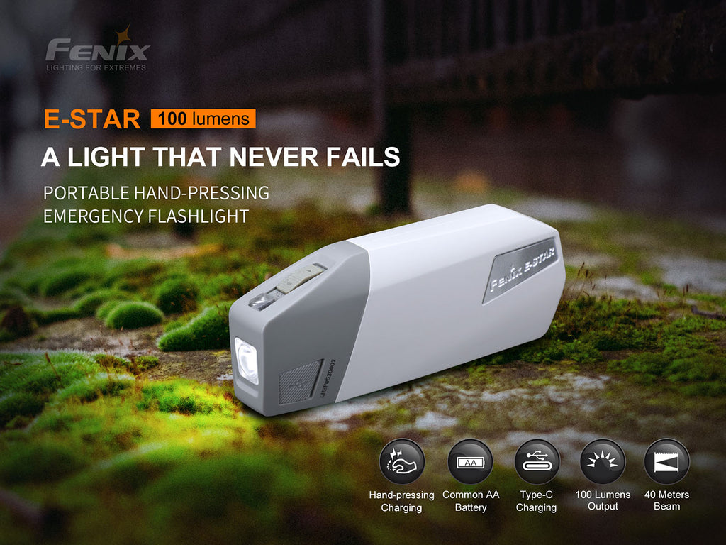 Fenix E-star dynamo torch self-powered torchlight for emergencies with output of 100 Lumens now available in India