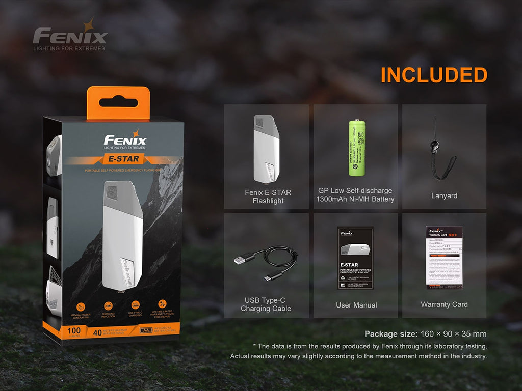 Fenix E-star dynamo torch self-powered torchlight for emergencies with output of 100 Lumens now available in India