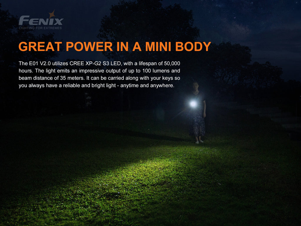 Buy Fenix E01 V2 LED Torch Light online in India, Compact Key Chain Light for EDC, AAA Battery Torch, Fenix E01