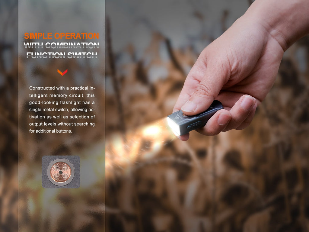 Fenix E03R V2 LED Keychain Light, Mini 500 Lumens powerful stylish keychain Rechargeable Torch in India