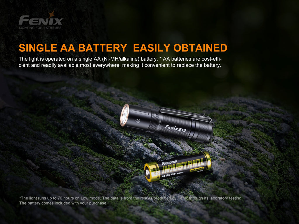 Fenix E12 V2 LED Torch Light, Compact Powerful Torch, AA Battery KeyChain Everyday Carry Flashlight, Best torch in India