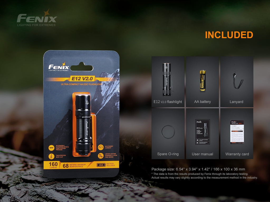 Fenix E12 V2 LED Torch Light, Compact Powerful Torch, AA Battery KeyChain Everyday Carry Flashlight, Best torch in India