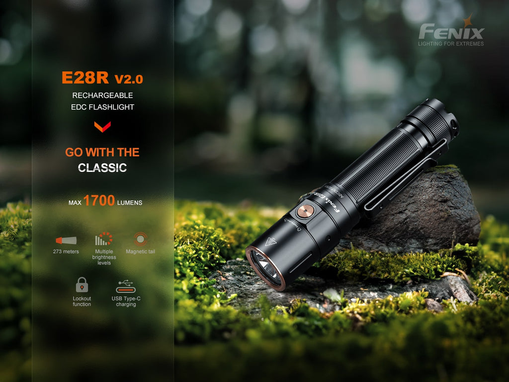 Fenix E28R V2 LED Torch now available in India @ LightMen LED Torch with output of 1700 Lumens & Beam distance of  273 meters