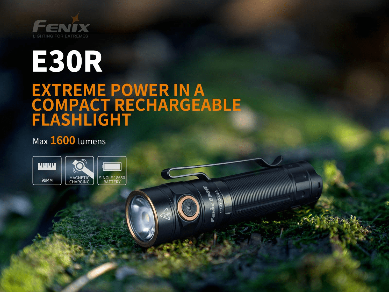 Fenix E30R Rechargeable LED Flashlight in India, 1600 Lumens extremely powerful Everyday carry and outdoor compact Torch