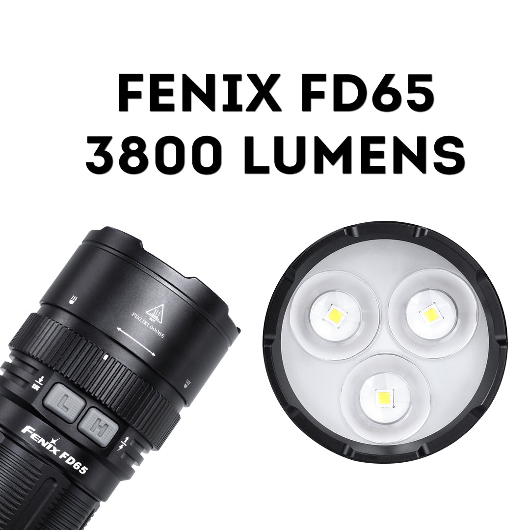 Fenix FD65 LED Focusable LED Flashlight, Focus Adjust Zoomable Searchlight, Powerful 3800 Lumens Torch, High Performance 