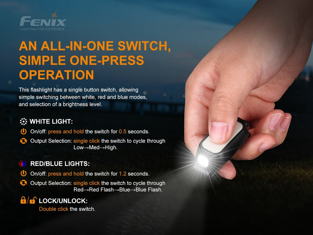 Fenix E-Lite LED Mini Torch Light, Fenix E Lite Ultimate Compact Light for Outdoors EDC, Mini Light for Bicycle, Backpack, Cap, Waist or Pocket, Signalling walk through Light