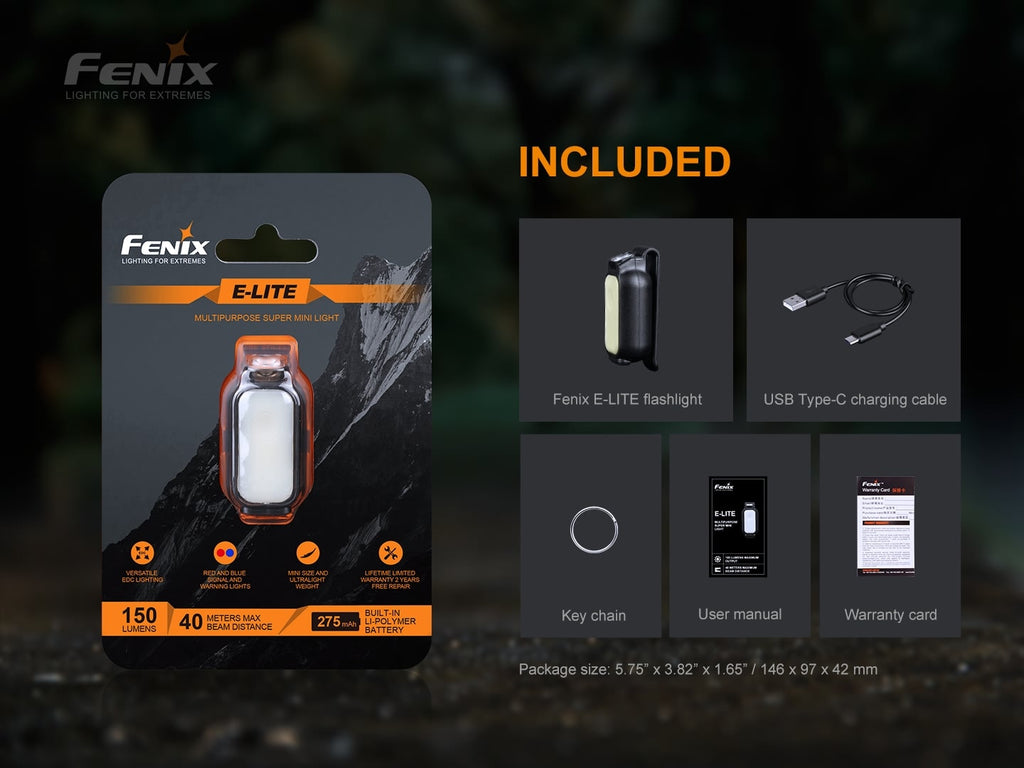 Fenix E-Lite LED Mini Torch Light, Fenix E Lite Ultimate Compact Light for Outdoors EDC, Mini Light for Bicycle, Backpack, Cap, Waist or Pocket, Signalling walk through Light