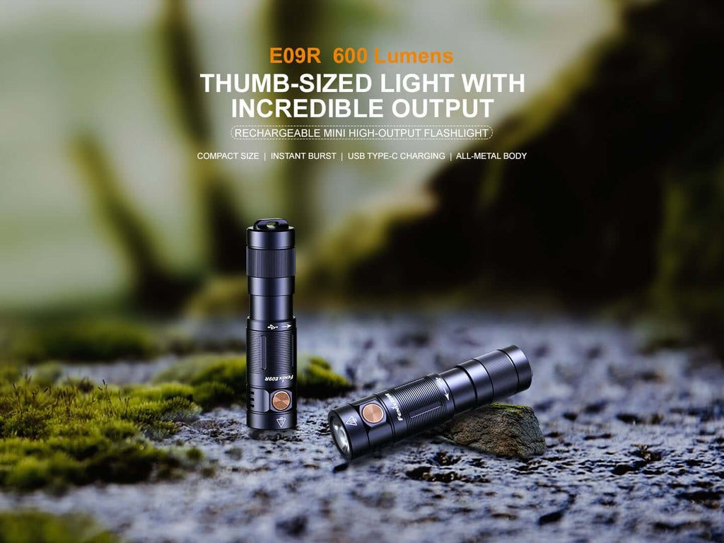 Fenix E09R LED TorchLight in India, 600 Lumens Super Bright Rechargeable Flashlight for EDC Outdoors, Best Keychain Light in India