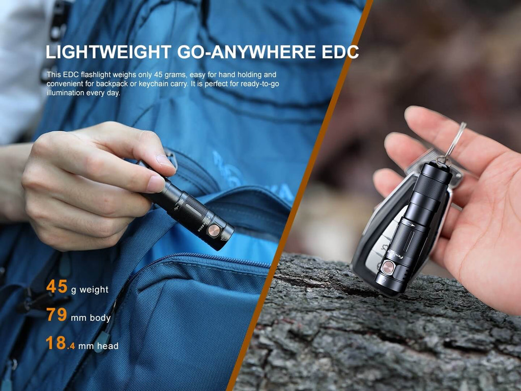 Fenix E09R LED TorchLight in India, 600 Lumens Super Bright Rechargeable Flashlight for EDC Outdoors, Best Keychain Light in India