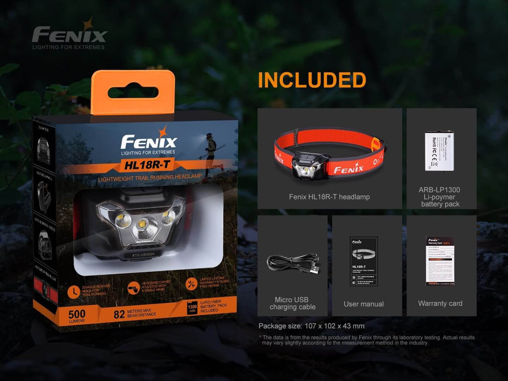 Fenix HL18R-T LED Rechargeable Headlamp, Ultralight Trail Running LED Head Torch, 500 Lumens Hand-Free Lighting, Perfect Head Torch for Outdoors EDC Walks & Work