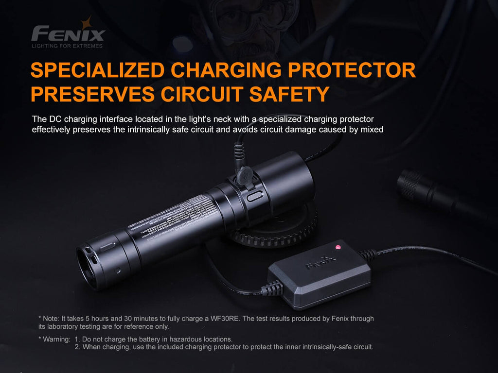 Fenix WF30RE Rechargeable Safe LED Torch, Intrinsically Safe Flameproof/Explosion Proof Torchlight in India, ATEX approved Torch for Zone 1, Zone 2, Zone 21, Zone 22