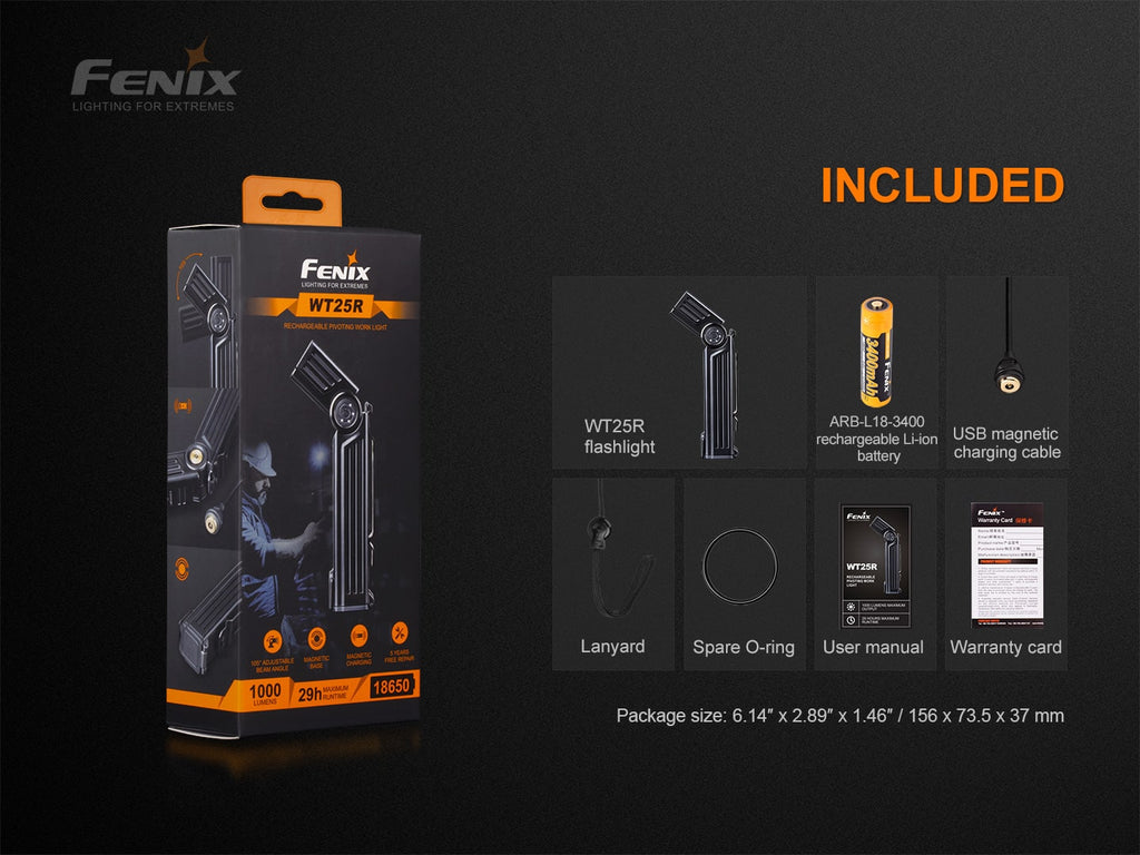 Fenix WT25R LED Torch Light in India, 1000 Lumens Rechargeable work all purpose flashlight with adjustable head and magnetic base, Best Torch in India