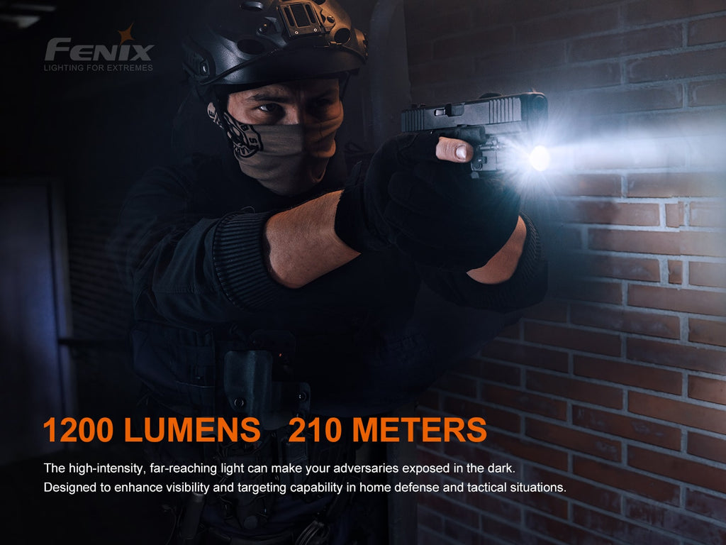 Fenix GL19R Rechargeable Tactical Light best mountable light with 1200 Lumens available in India.