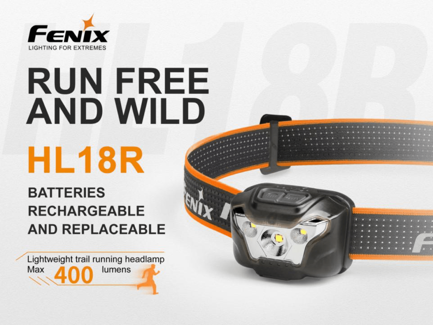 Fenix HL18R USB Rechargeable LED Headlamp in India, 400 Lumens Compact Light weight and versatile headlamp for outdoors