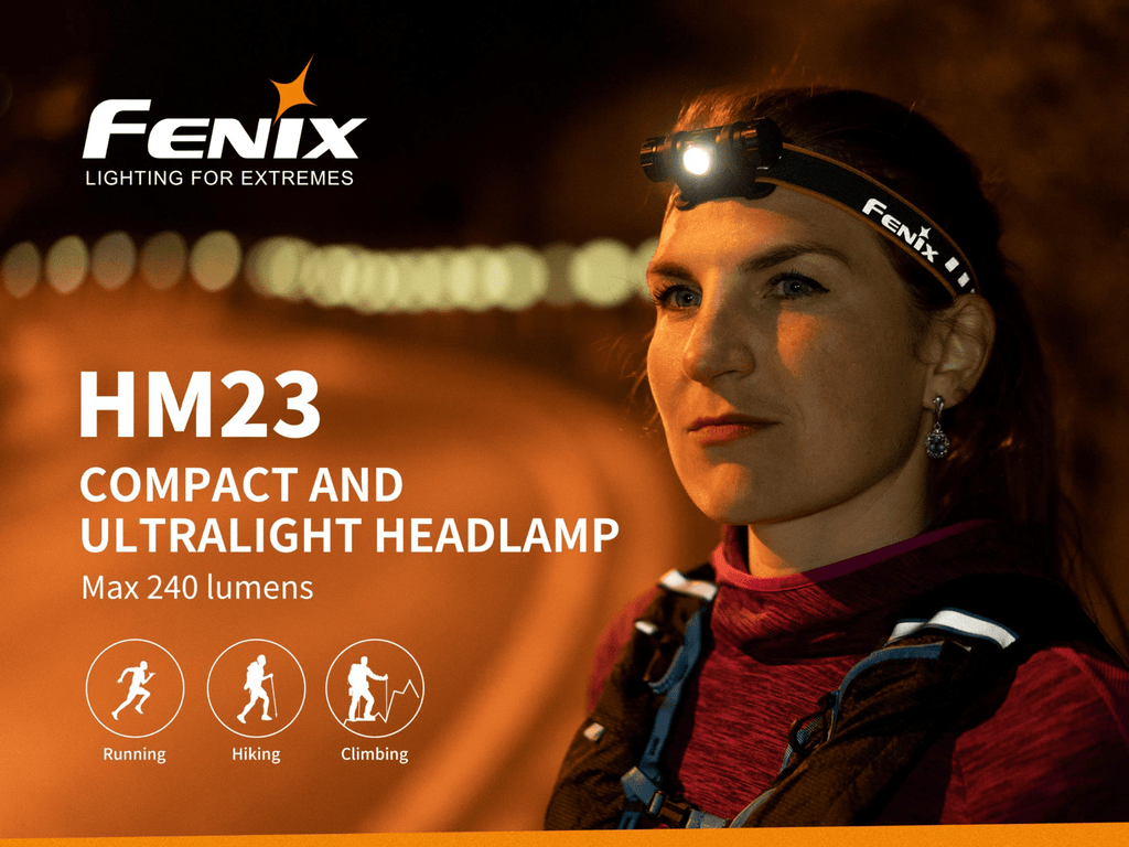 Fenix HM23 LED Headlamp in India for Outdoors, Running, Hiking, 240 Lumens Neutral White LED, Compact & Light weight Head Torch