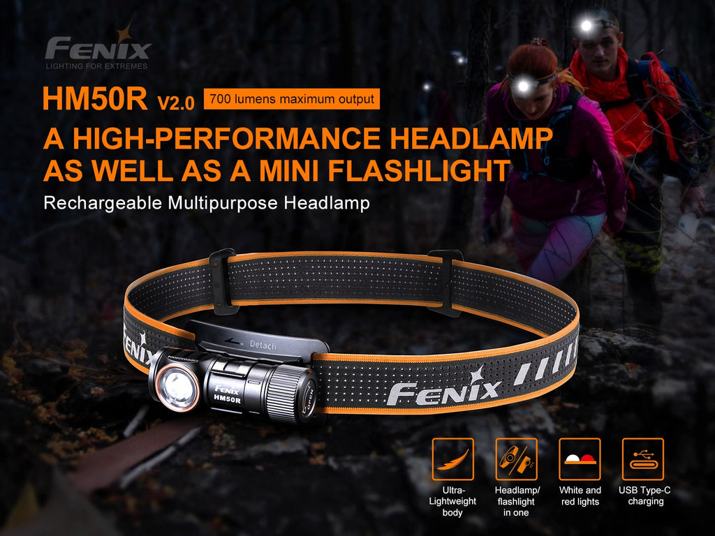 Fenix HM50R V2 Rechargeable LED Headlamp, 700 Lumens compact multi-purpose hands-free lighting in India