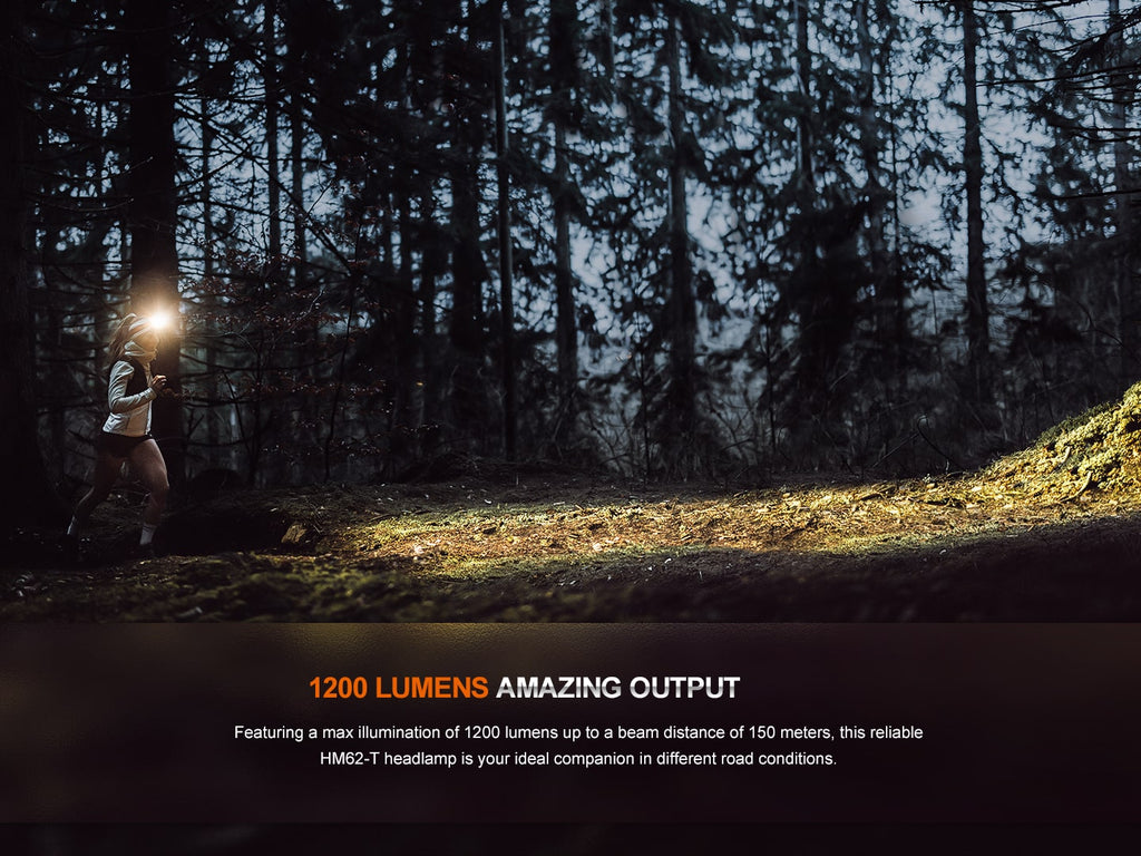 Fenix HM62-T Lightweight LED Headlamp with output of 1200 lumens best for Trail running, outdoor adventure & more