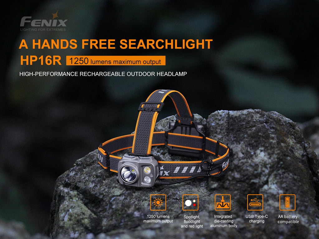 Fenix HP16R LED Headlamp in India, Best Compact Rechargeable Headlamp Torch 1250 Lumens, Powerful Outdoors Headlamp, Head Torch perfect for Outdoors, Hiking & Trekking, Work Professional, Mining, mountaineering EDC Headlamp