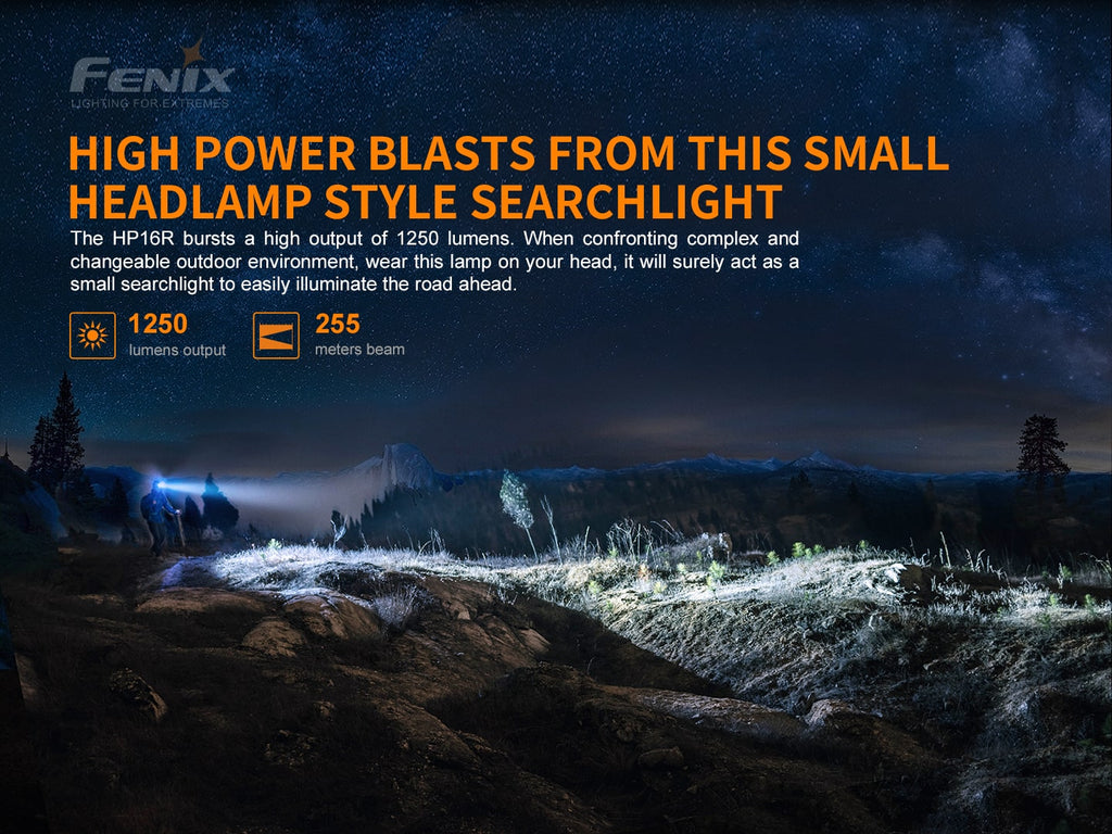 Fenix HP16R LED Headlamp in India, Best Compact Rechargeable Headlamp Torch 1250 Lumens, Powerful Outdoors Headlamp, Head Torch perfect for Outdoors, Hiking & Trekking, Work Professional, Mining, mountaineering EDC Headlamp