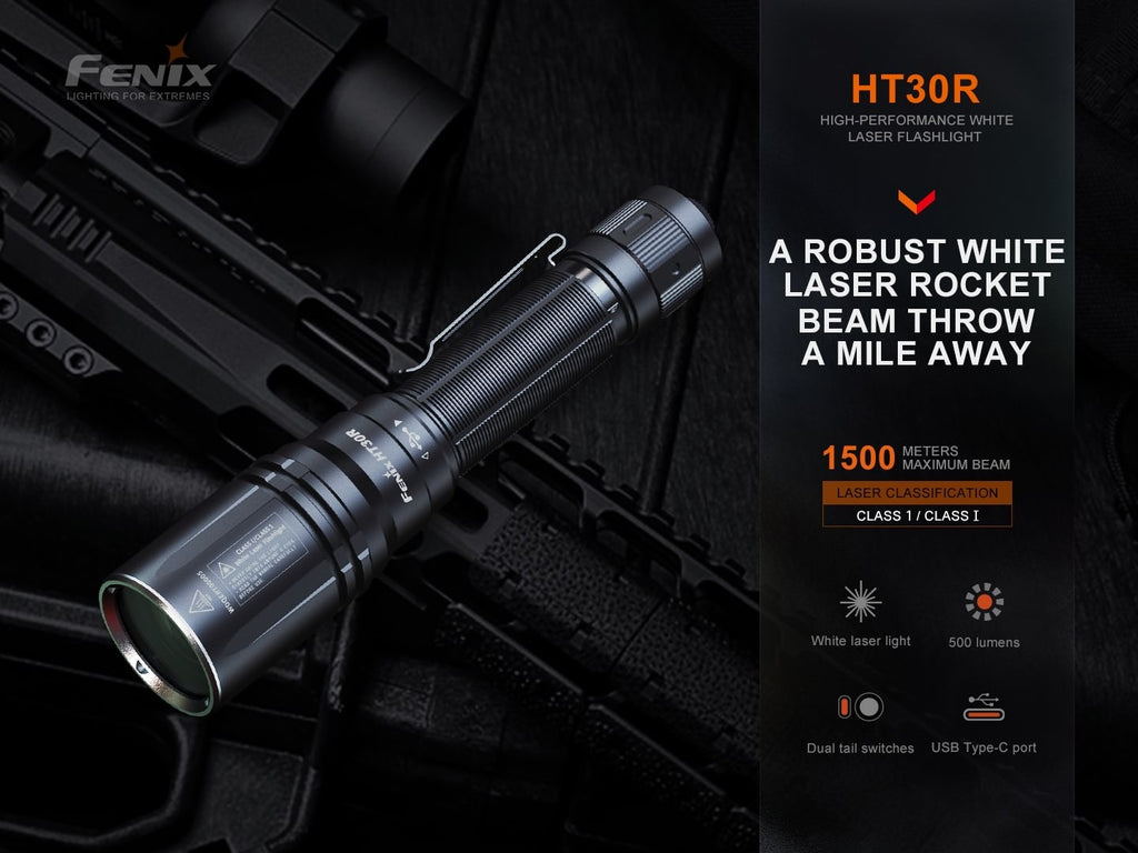 Fenix HT30R White Laser Torchlight now available in India. Torchlight with output of 500 lumens and beam distance of 1500 meters