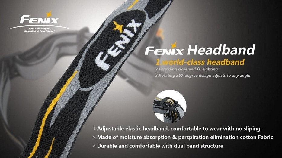 Fenix HB Headband, Headlamp accessory, Accessory band for hands free lighting to mount compact flashlights or headlamp to the head